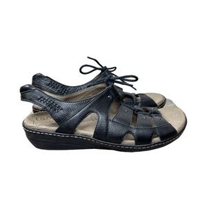 Taos Ghilbert Brown Leather Lace Wedge Sandals 11